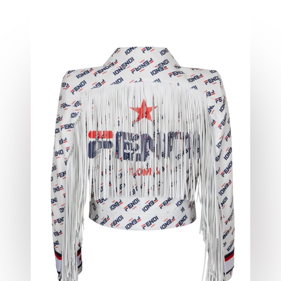 RARE FENDI x FILA Fringed Mania Leather Jacket